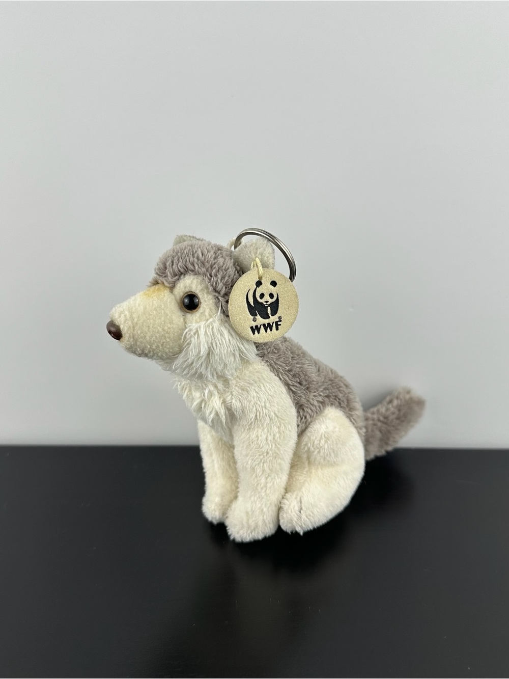 Bon Ton Toys Rare WWF Wolf Husky Keychain 5” World Wildlife Gray White Plush